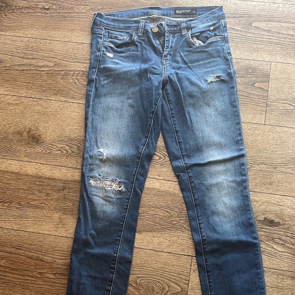 Blank NYC Distressed Blue Skinny Jeans
